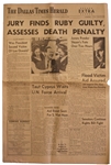 Extra Edition Dallas Times Herald Newspaper From 14 March 1964 -- Regarding the Jack Ruby Trial -- Jury Finds Ruby Guilty...