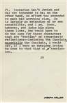 Joseph Heller Typed Note Regarding His Catch-22 Characters Yossarian & the Chaplain -- Yossarian isnt Jewish and was not intended to be 