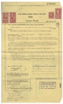1950 Grant Deed Signed by Moe ''Moe & Helen Howard''; ''Notice of Completion'' for His Home Twice-Signed by Moe; Unsigned 1961 Grant Deed -- Various Sizes -- Very Good Condition
