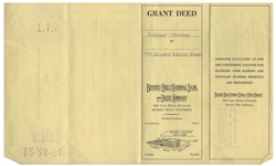1950 Grant Deed Signed by Moe ''Moe & Helen Howard''; ''Notice of Completion'' for His Home Twice-Signed by Moe; Unsigned 1961 Grant Deed -- Various Sizes -- Very Good Condition