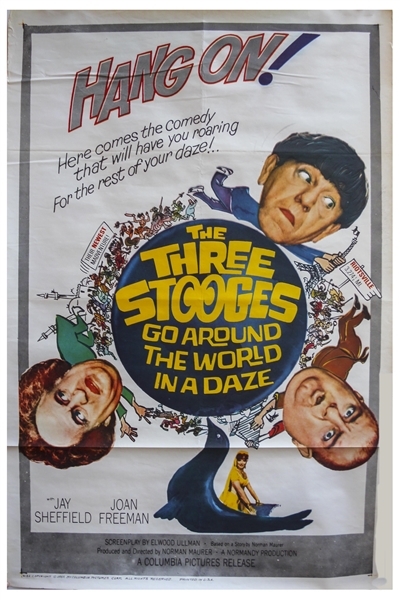 Lot of 34 Three Stooges' Posters, Lobby Cards & Large Photo From 1951-1965