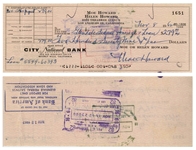 Moe Howard Lot of Two Checks Signed -- Dated 26 September 1960 Measuring 7'' x 3.25'', and 8 November 1962 Measuring 8.25'' x 3'' -- Very Good Condition