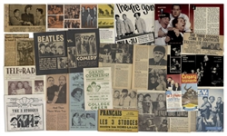 Lot of Three Binders With Over 225 Sleeves of Moes Three Stooges News Clippings, Along With Programs & Adverts of Their Appearances, From the Curly Joe Era -- Some Notated by Moe -- Very Good Plus