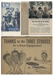 Lot of Three Binders With Over 225 Sleeves of Moe's Three Stooges News Clippings, Along With Programs & Adverts of Their Appearances, From the Curly Joe Era -- Some Notated by Moe -- Very Good Plus