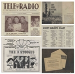 Lot of Three Binders With Over 225 Sleeves of Moe's Three Stooges News Clippings, Along With Programs & Adverts of Their Appearances, From the Curly Joe Era -- Some Notated by Moe -- Very Good Plus