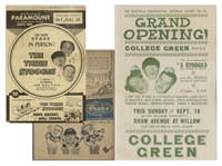 Lot of Three Binders With Over 225 Sleeves of Moe's Three Stooges News Clippings, Along With Programs & Adverts of Their Appearances, From the Curly Joe Era -- Some Notated by Moe -- Very Good Plus