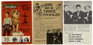 Lot of Three Binders With Over 225 Sleeves of Moe's Three Stooges News Clippings, Along With Programs & Adverts of Their Appearances, From the Curly Joe Era -- Some Notated by Moe -- Very Good Plus