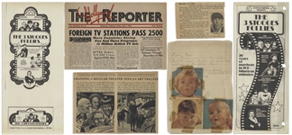 Lot of Three Binders With Over 225 Sleeves of Moe's Three Stooges News Clippings, Along With Programs & Adverts of Their Appearances, From the Curly Joe Era -- Some Notated by Moe -- Very Good Plus