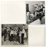 Moe Howard's Lot of 100 Glossy Photos During the Curly Joe Era -- Most From Their Films, Some of Three Stooges Appearances, Etc. -- 93 Measure 10 x 8, Six 7 x 9, One 9 x 8 -- Very Good