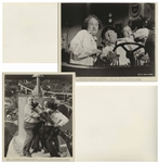 Moe Howard's Lot of 100 Glossy Photos During the Curly Joe Era -- Most From Their Films, Some of Three Stooges Appearances, Etc. -- 93 Measure 10 x 8, Six 7 x 9, One 9 x 8 -- Very Good
