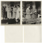 Moe Howard's Lot of 100 Glossy Photos During the Curly Joe Era -- Most From Their Films, Some of Three Stooges Appearances, Etc. -- 93 Measure 10 x 8, Six 7 x 9, One 9 x 8 -- Very Good