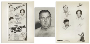 Moe Howard's Lot of 100 Photos From the Curly Joe Era -- Some Candid, Some From Three Stooges Films & Appearances, Cartoon Characters, Etc. -- 10'' x 8'' Except for a Few -- Very Good Plus