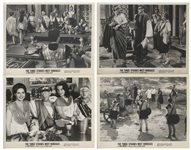Moe Howard's Lot of 100 Glossy 10'' x 8'' Photos of the Three Stooges With Curly Joe -- Most All From Their Films, a Few From Appearances -- Very Good Plus