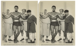 Moe Howard's Lot of 100 Glossy 10'' x 8'' Photos of the Three Stooges With Curly Joe -- Most All From Their Films, a Few From Appearances -- Very Good Plus