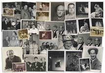 Moe Howards Lot of 100 Photos During the Curly Joe Era -- Some Candid, Some of Three Stooges Appearances, Three Stooges Cartoon Characters, Etc. -- Varying Sizes, Most 10 x 8 -- Very Good