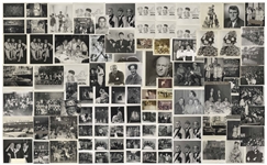 Moe Howard's Lot of 100 Photos During the Curly Joe Era -- Some Candid, Some of Three Stooges Appearances, Three Stooges Cartoon Characters, Etc. -- Varying Sizes, Most 10'' x 8'' -- Very Good
