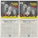 Lot of 11 Vinyl Records With Three Stooges Recordings for Children -- Circa 1960s With Curly Joe -- Plus Flyer Promoting Their Albums -- Not Played, But Albums Appear Very Good With Some Unopened
