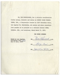 Three Stooges Signed Agreement With Coral Records, Dated June 1959 -- Signed by Moe Howard, Larry Fine & Joe DeRita -- Single Page Measures 8.5'' x 11'' -- Very Good Condition
