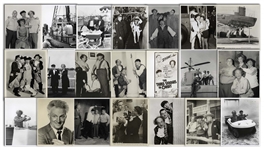 Moe Howards Lot of 100 Glossy Photos During the Curly Joe Era -- Most From Their Films, Some of Three Stooges Appearances, Etc. -- 94 Measure 10" x 8", Six Approximately 7" x 9" -- Very Good