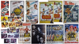 Lot of 34 Three Stooges' Posters, Lobby Cards & Large Photo From 1951-1965