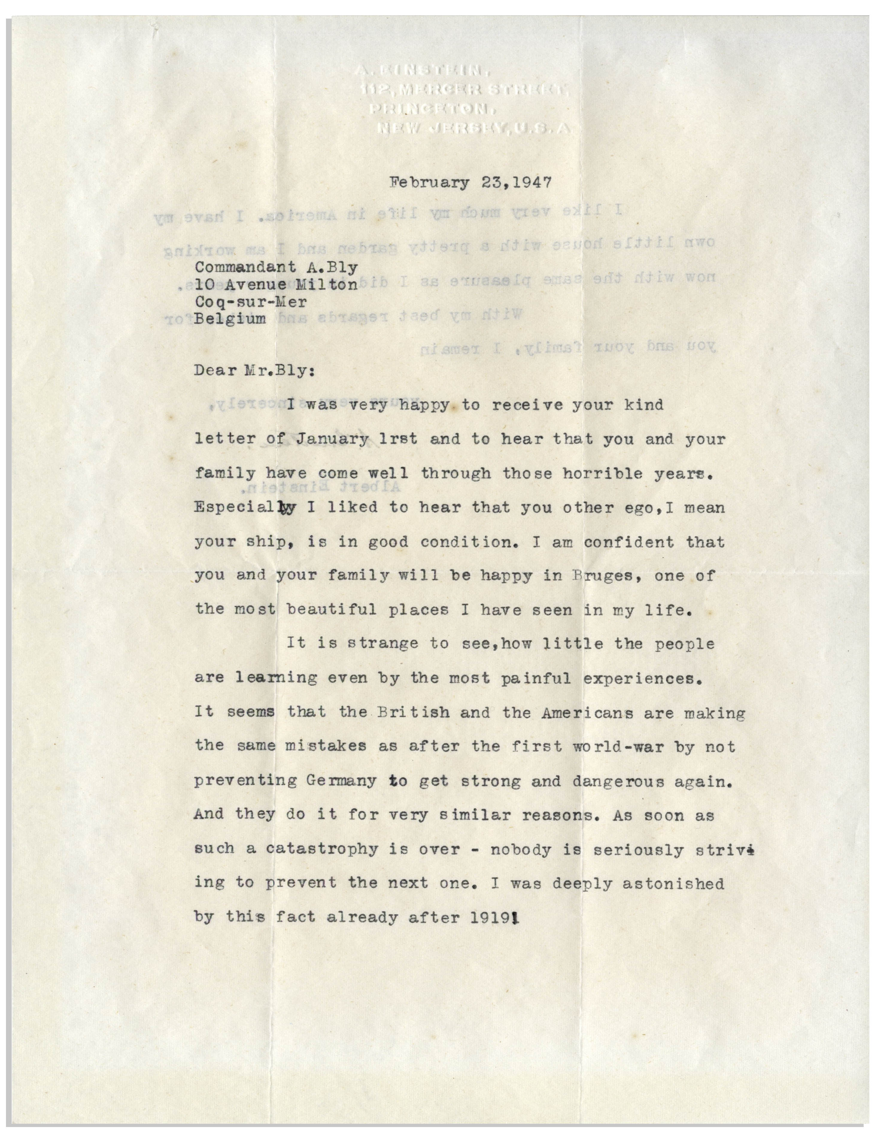 Lot Detail - Albert Einstein Letter Signed From 1947 -- ''...the ...