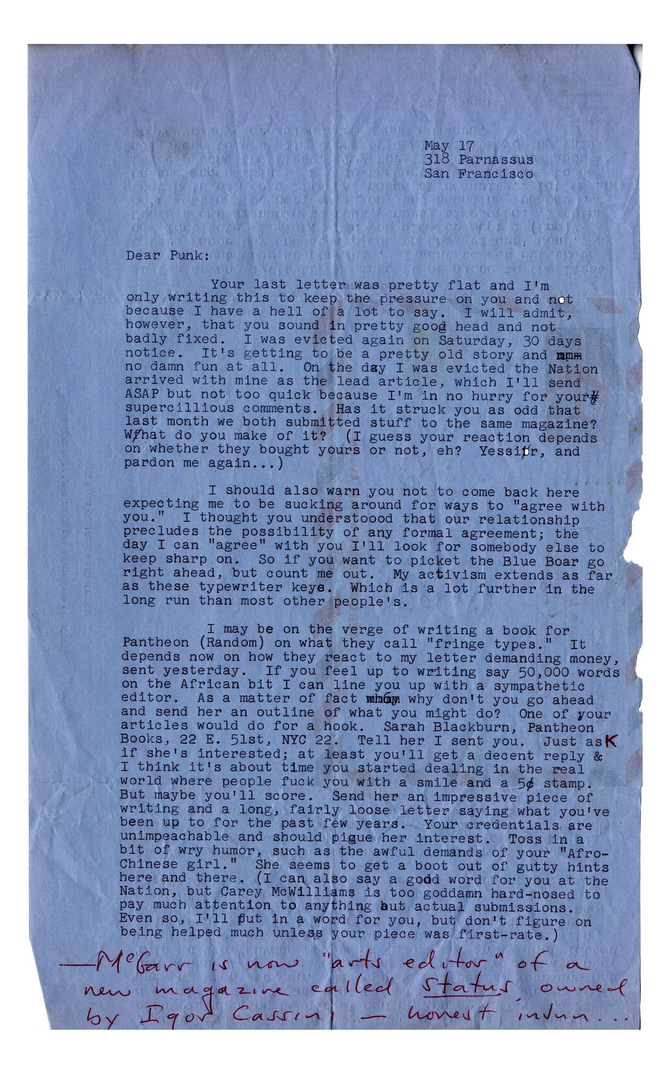 Hunter Letteer Lot Detail - Hunter S. Thompson Letter Signed on 17 May 1965, the Day ...
