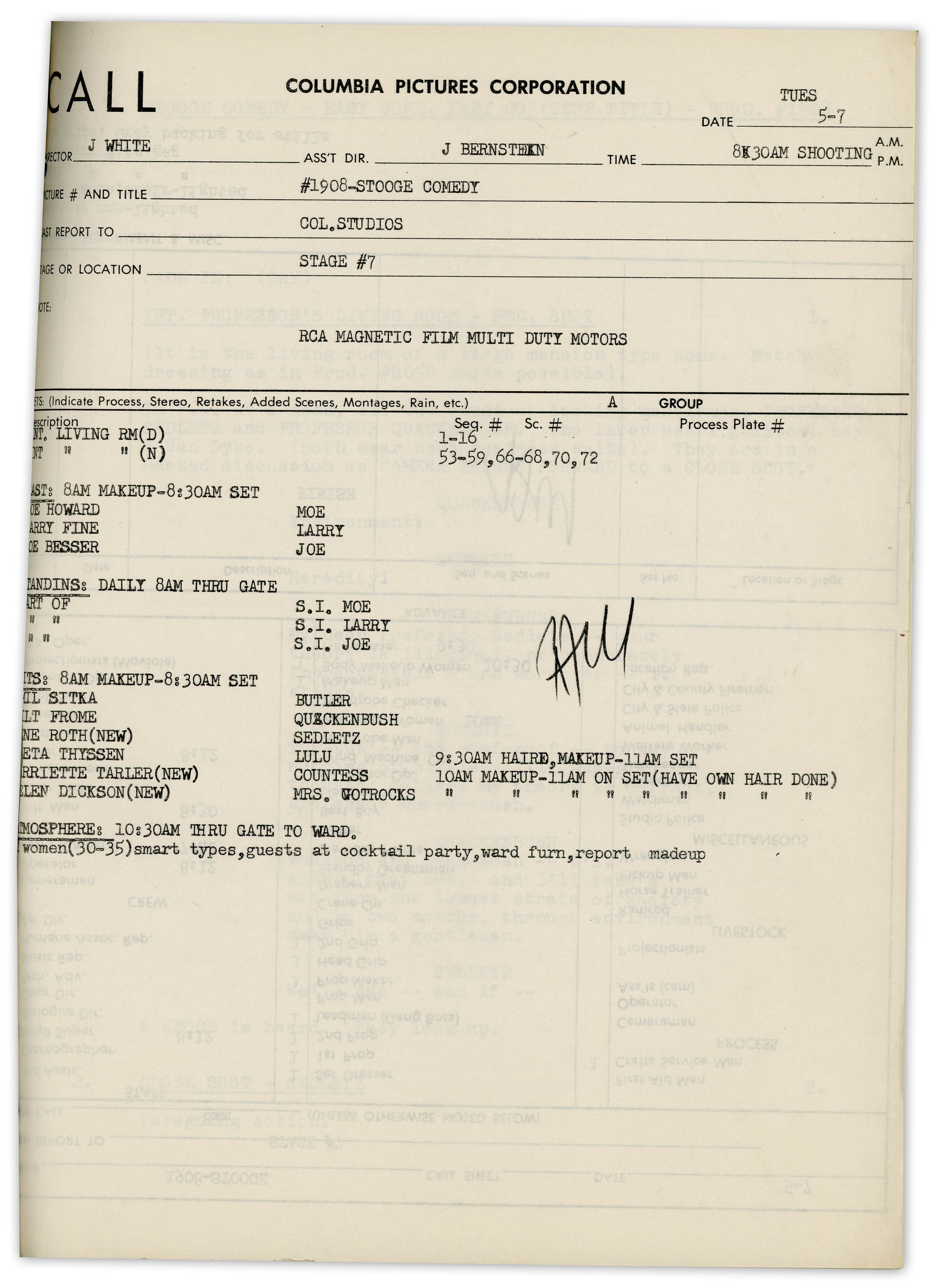 Lot Detail - Moe Howard's 21pp. Script Dated April 1957 for The Three ...