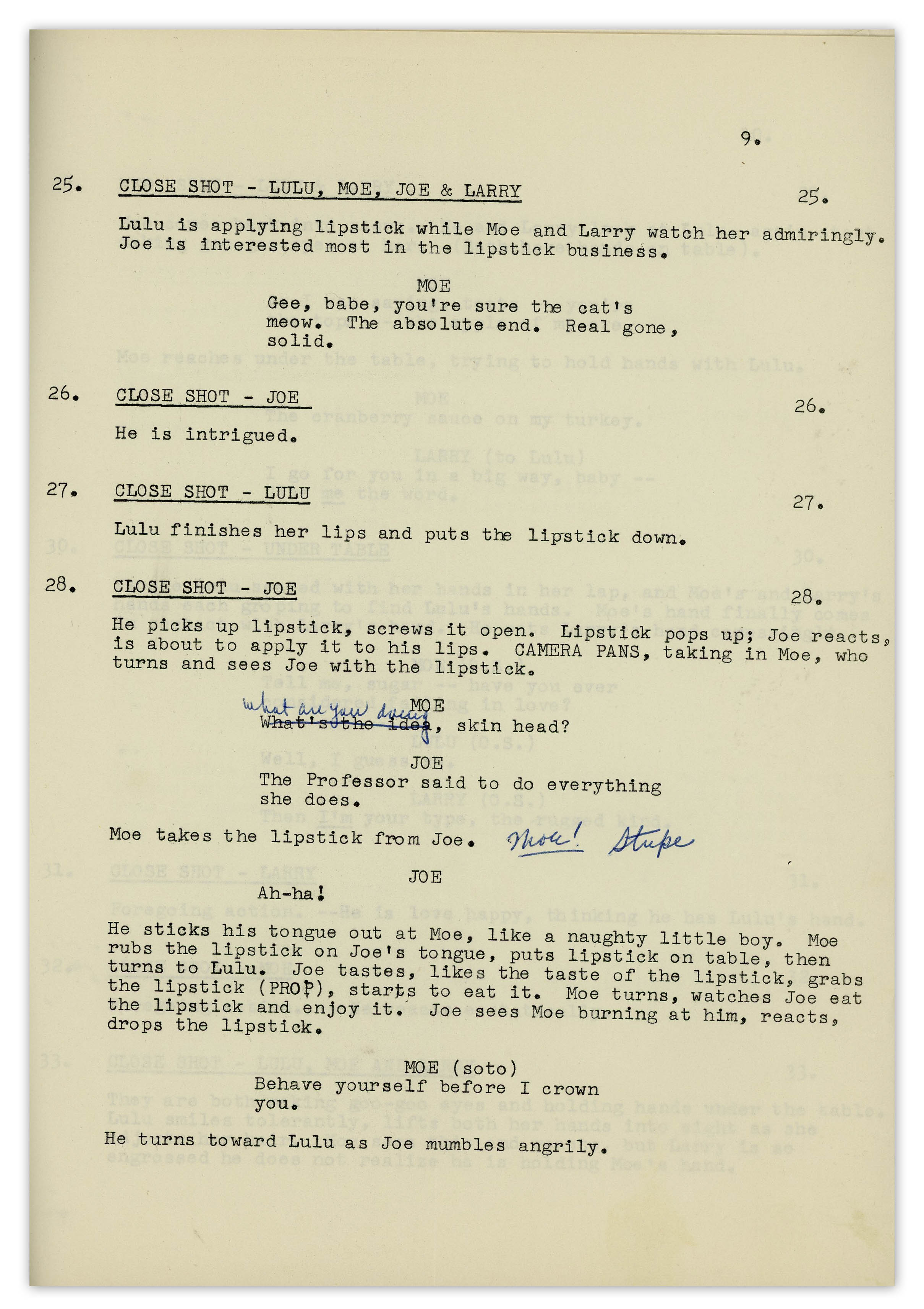 Lot Detail - Moe Howard's 21pp. Script Dated April 1957 for The Three ...
