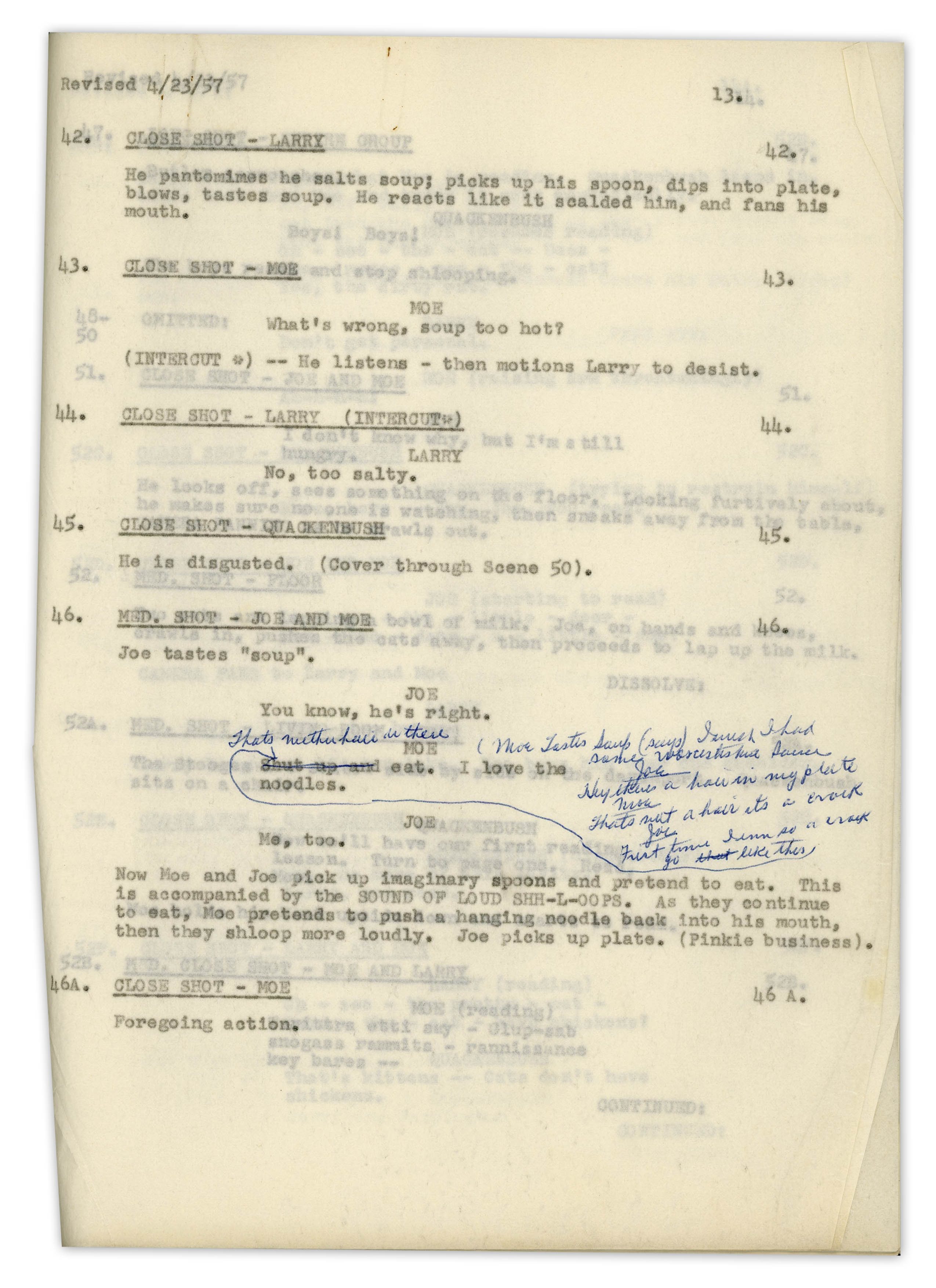 Lot Detail - Moe Howard's 21pp. Script Dated April 1957 for The Three ...