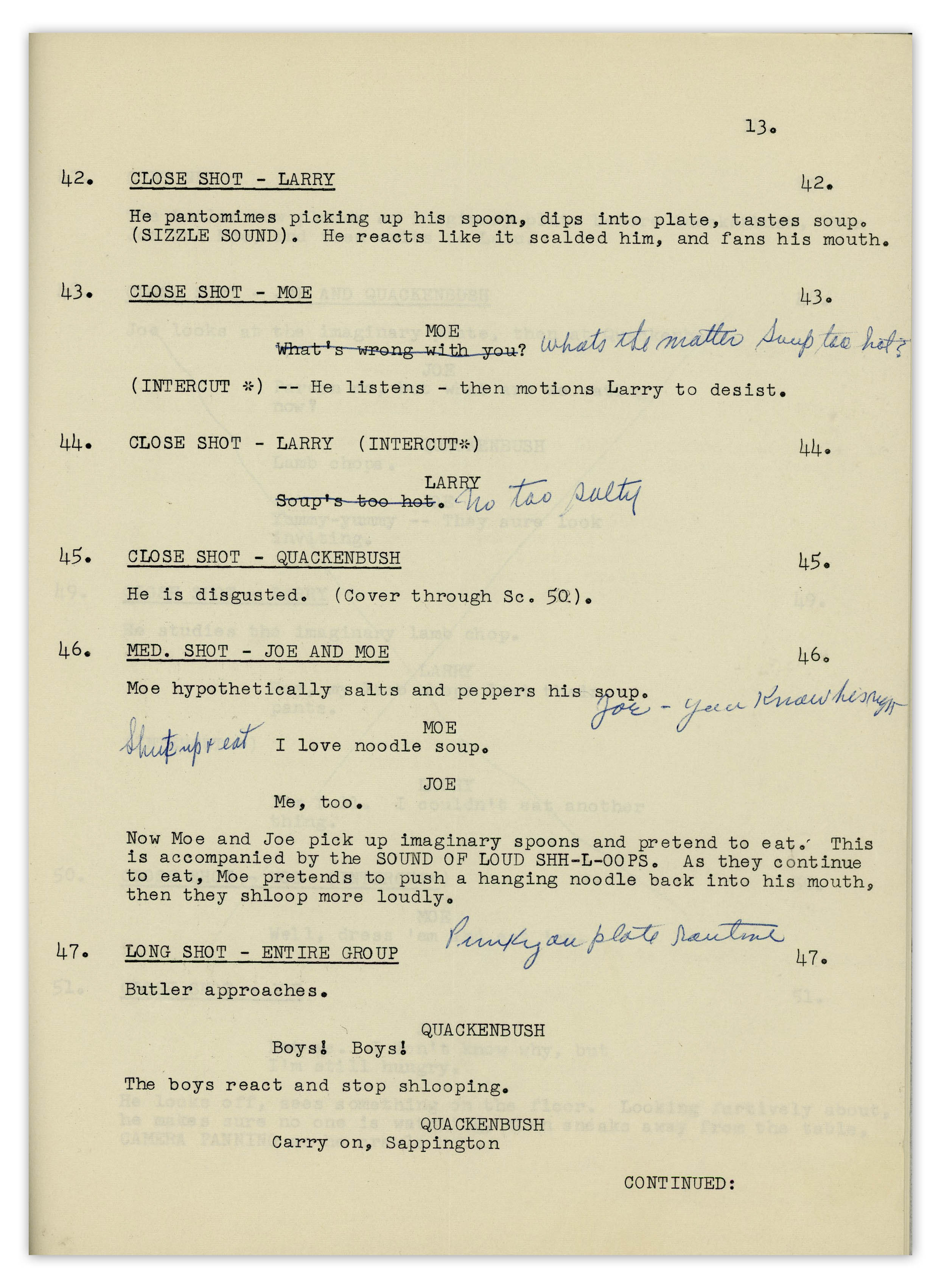 Lot Detail - Moe Howard's 21pp. Script Dated April 1957 for The Three ...