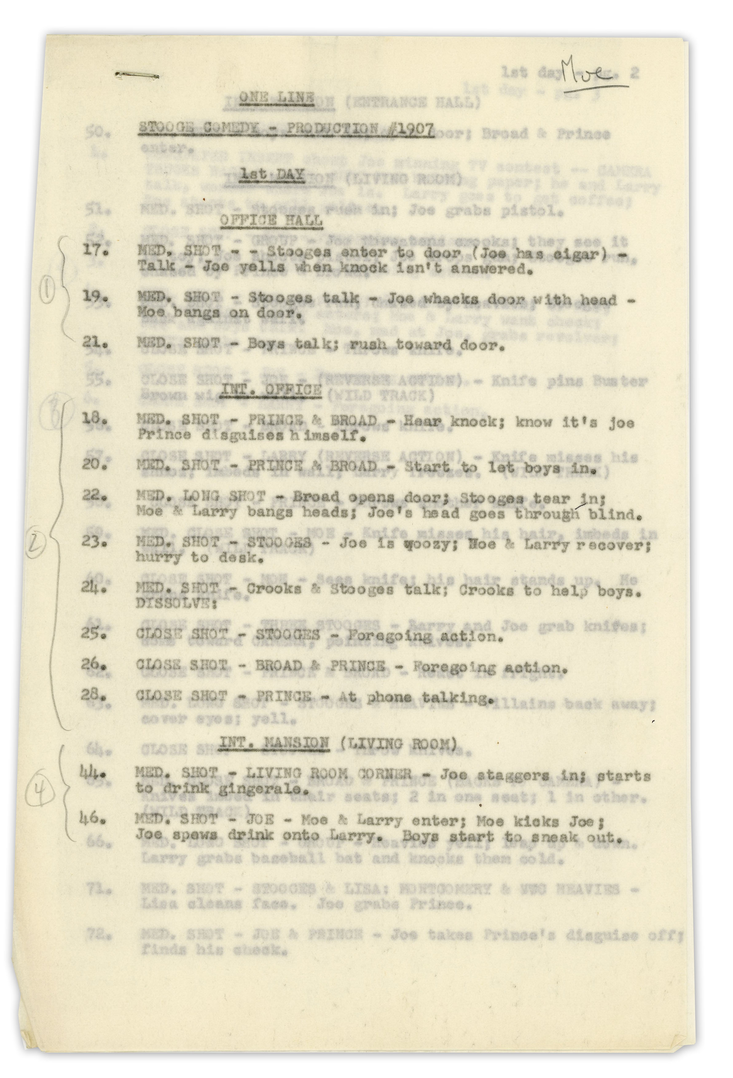 Lot Detail - Moe Howard's 21pp. Script Dated April 1957 for The Three ...