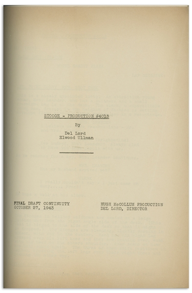 Lot Detail - Moe Howard's 30pp. Script Dated October 1943 For The Three 