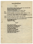 Moe Howard's 6pp. Script for the Comedic Sketch ''We're Three Bum Vivants'', With Shemp, Circa Early 1950s -- Annotated by Moe -- Pages Stapled at Side Measure 8.5'' x 11'' -- Very Good Condition