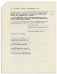 Three Stooges Signed September 1960 Agreement Regarding ''The Three Stooges Meet Hercules'' (& Other Films) -- Signed by Moe Howard, Larry Fine & Joe DeRita -- 2pp. Measures 8.5'' x 11'' -- Near Fine