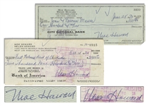 Moe Howard Lot of Two Checks Signed, One Dated 15 October 1960 Measuring 7 x 3.25 -- Second Check Made Out to His Daughters Family, Dated 25 June 1973 and Measuring 8.25 x 3 -- Very Good