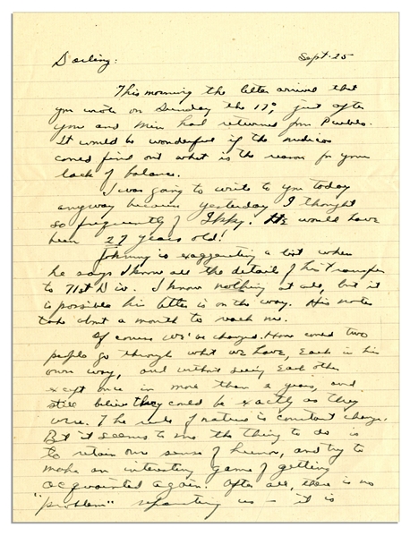 Dwight Eisenhower WWII Autograph Letter Signed to Mamie -- ''...Of course we've changed. How could two people go through what we have...and still believe they could be exactly as they were...''