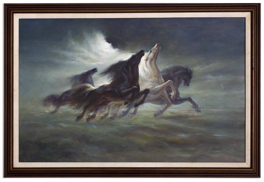 ''Steeds of Apollo'' Oil on Canvas by Apollo XIII Mission Insignia Designer Lumen Martin Winter -- Scarce Painting From 1981 Is Only ''Steeds of Apollo'' Original Artwork Apart From 1969 Mural