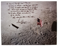 Gene Cernan Signed 20'' x 16 Photo with Extensive Handwritten Quote -- ''America's challenge of today has forged man's destiny of tomorrow''