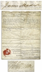 Thomas Jefferson Land Grant Signed as President -- Also Signed as James Madison as Secretary of State