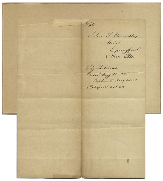 Abraham Lincoln Autograph Letter Signed as President -- Lincoln Intercedes on Behalf of an Illinois Student for a Spot at Annapolis