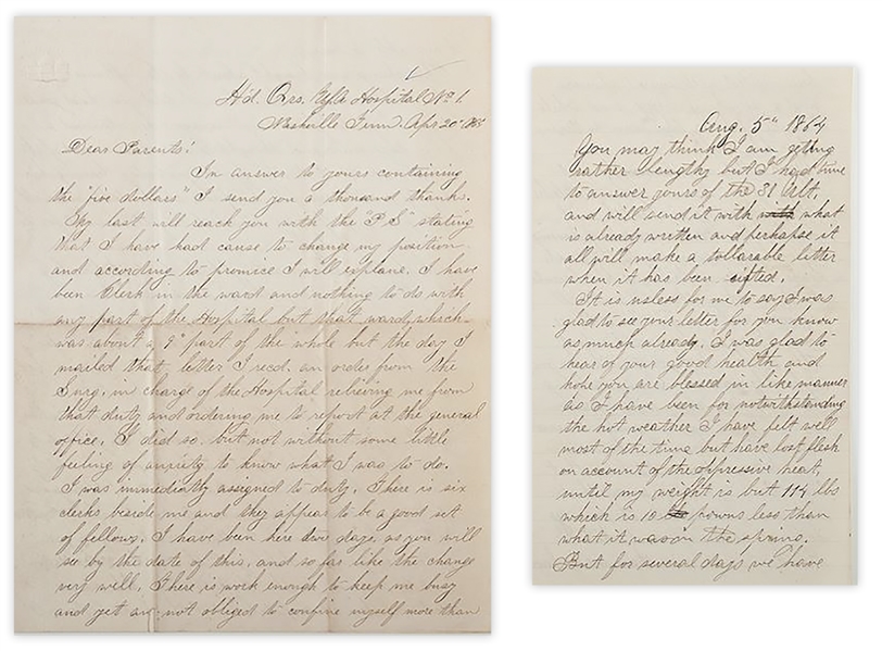 Civil War Letter Lot by a 36th Illinois Infantryman WIA at Murfreesboro -- ''...had the satisfaction of seeing at least 2 of the enemy fall before my gun when a ball struck my left leg...''