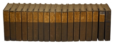 Mark Twain Signed ''The Works of Mark Twain'' -- Signed Both ''S.L. Clemens / Mark Twain'' in the First Volume -- Complete 37 Volume Set With Rare ''Autobiography'' Volumes