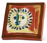 Pablo Picasso ''Petit Visage Solaire'', Number 552 -- Ceramic Plaque Created at the Madoura Pottery Studios