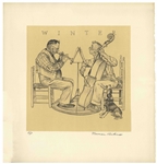Norman Rockwell Signed Set of ''Four Seasons'' Artist Proof Lithographs -- Housed in Custom Portfolio