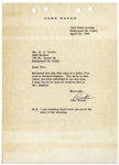 John Wayne 1954 Letter Signed to RKO Studios Signed ''Duke'' -- Wayne Includes 4pp. Carbon of His Letter to Howard Hughes, Where He Excoriates the Management of RKO