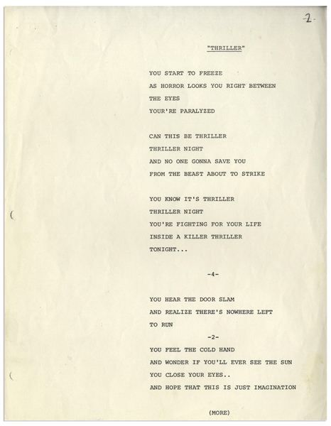 Vincent Price's Personally Owned Script From the ''Thriller'' Music Video -- With Price's Handwritten Notes, Including a Mention of the Singer Prince Visiting -- With LOA From Price's Daughter