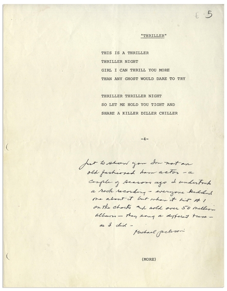 Vincent Price's Personally Owned Script From the ''Thriller'' Music Video -- With Price's Handwritten Notes, Including a Mention of the Singer Prince Visiting -- With LOA From Price's Daughter