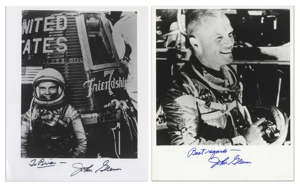 Lot of 6 Astronaut Signed 8'' x 10'' Photos -- Includes Jim Irwin, Charlie Duke, Charles Conrad, John Glenn & Ed Mitchell -- Irwin Writes ''His Love From the Moon'' on His Signed Photo