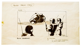 Early Concept Art for Alien, Done in 1977 -- Depicting the Scene Where the Characters Kane, Dallas and Lambert First Encounter the Derelict Alien Ship on Moon LV-426