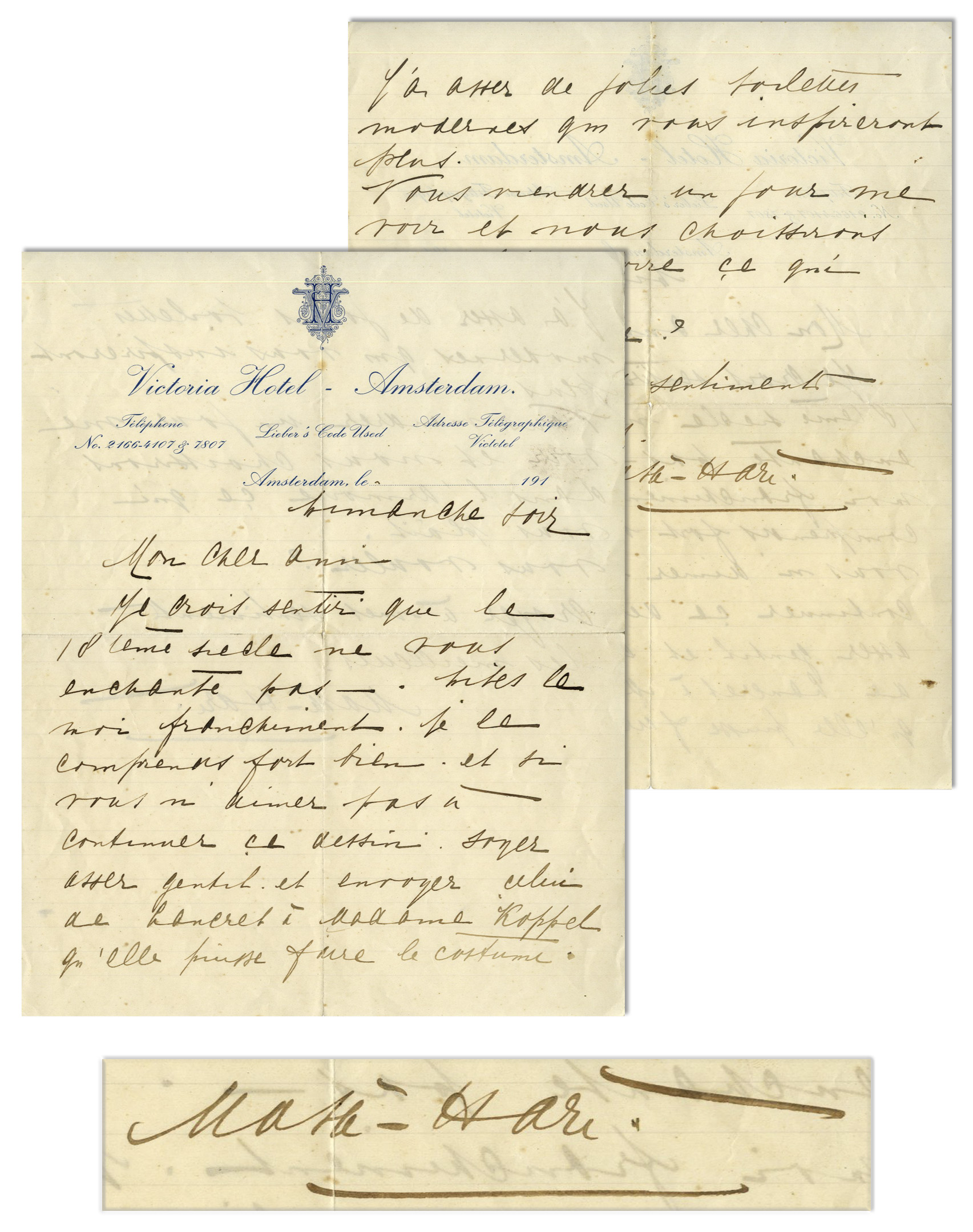 Lot Detail - Mata Hari Autograph Letter Signed -- Scarce as Signed With ...